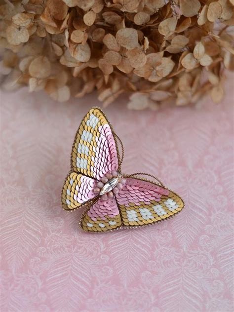 Vlinder Broche Gemaakt Met Pailletten Geborduurde Butterfly Etsy