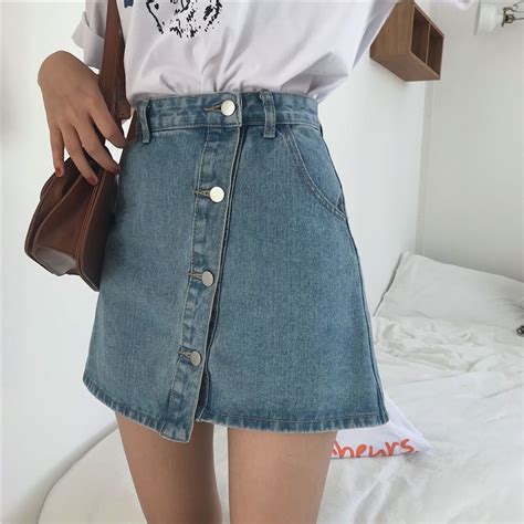 Melon Juice Asymmetrical A Line Denim Skirt YesStyle A Line Denim