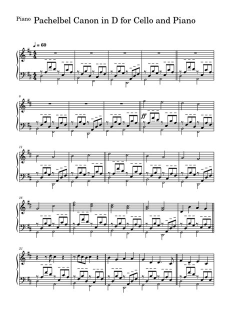 Pachelbel Canon In D For Cello And Piano Download Free Pdf Pachelbels Canon Compositions