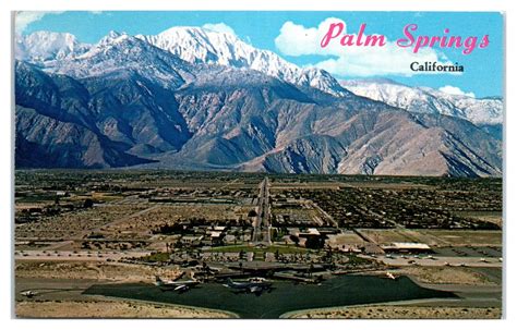 1960s70s Aerial View Of Palm Springs Ca Postcard United States