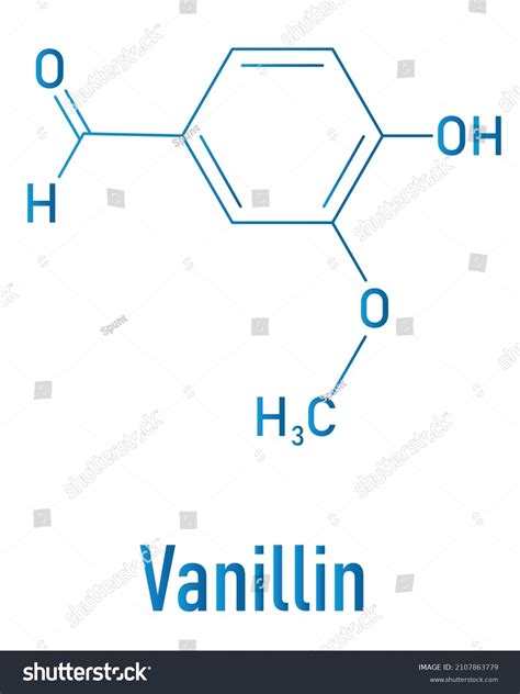 Vanillin Vanilla Extract Molecule Skeletal Formula Stock Vector