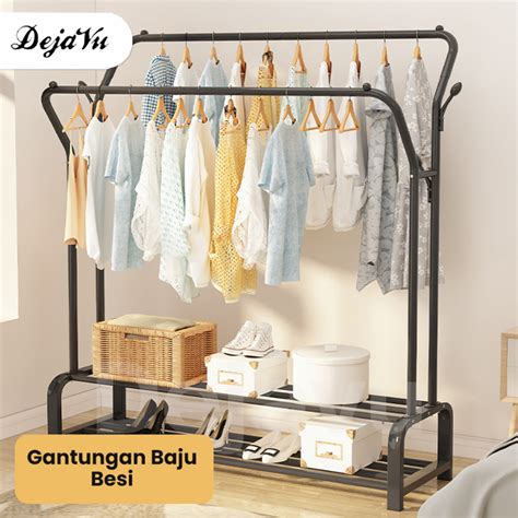 Jual Dejavu Rak Gantungan Baju Besi Stand Hanger Jemuran Pakaian Single