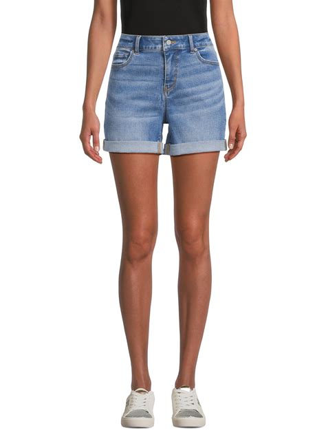 Time And Tru Womens Mid Rise Double Roll Denim Shorts 4 Inseam Sizes 2 20