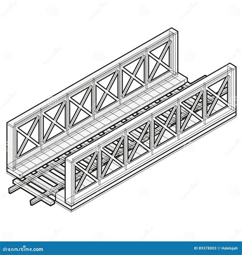 Vector El Puente Del Tren Perspectiva Isométrica 3d Aislada En El