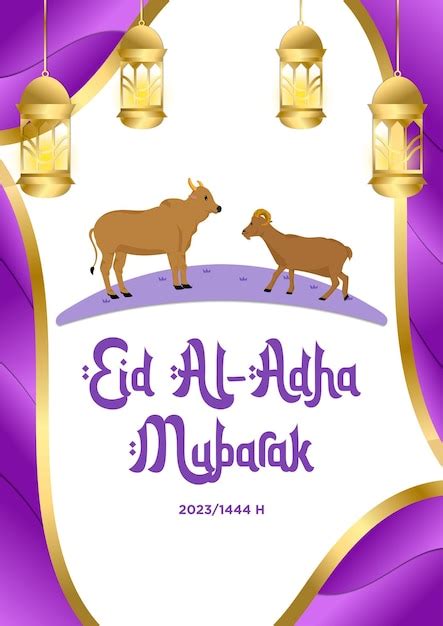 Mod Le D Affiche Violet L Gant Avec Th Me De Joyeux Eid Al Adha