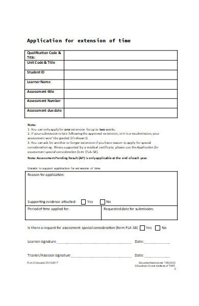 Free Extension Forms In Pdf Ms Word