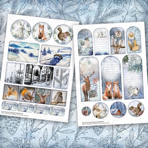 Woodland Winter Junk Journal Printable Kit Digital Download Etsy