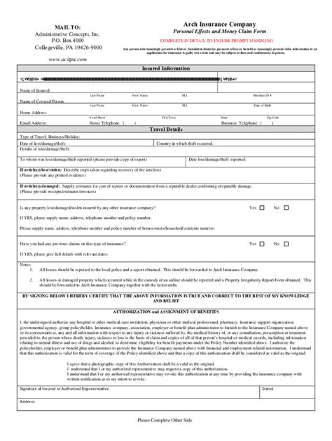 Fillable Online A5and Insurance Company Claim Form Fax Email Print Pdffiller