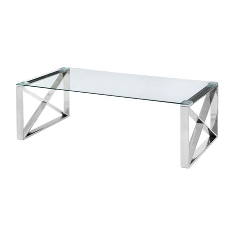 Glass Chrome Cross Leg Coffee Table