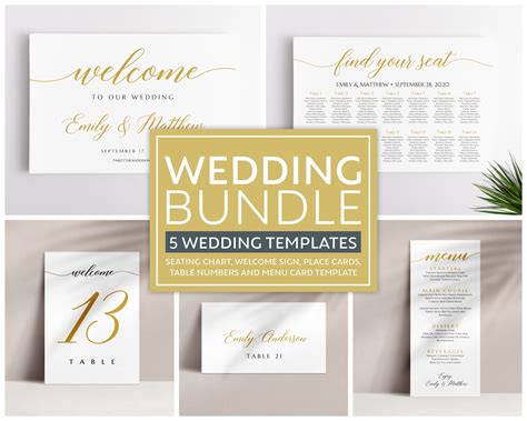 Wedding Sign Bundle 12 Wedding Signs Templates Gold Signs Etsy