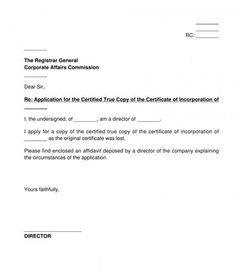 Sample Letter Request Certified True Copy Documents Change