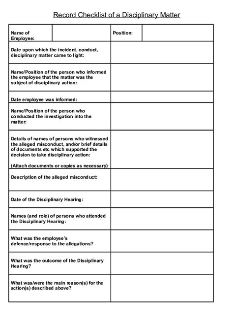 Doc Disciplinary Checklist Gemma Thrumble