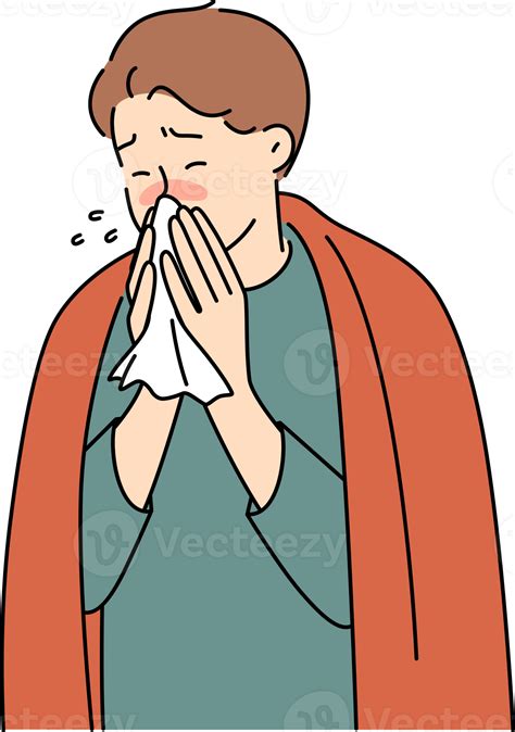 Sick Man Blow Nose Suffer From Flu 21239635 Png