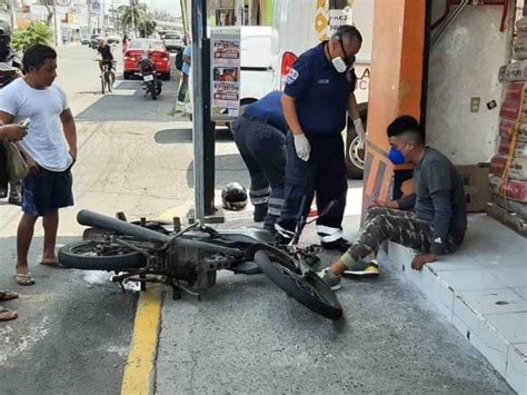 Motociclista Resulta Lesionado Tras Sufrir Accidente En Calles De Veracruz