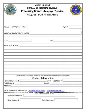 Fillable Online Taxpayer Service Request For Assistance Fax Email Print