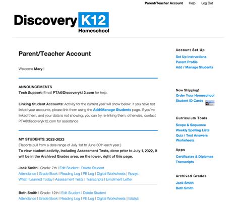 Parent Teacher Account Discovery K12