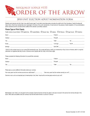 Fillable Online Order Of The Arrow Nisqually Lodge Fax Email