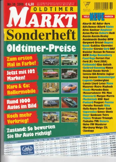 Oldtimermarkt Oldtimer Praxis Sonderheft Nr Oldtimer Preise