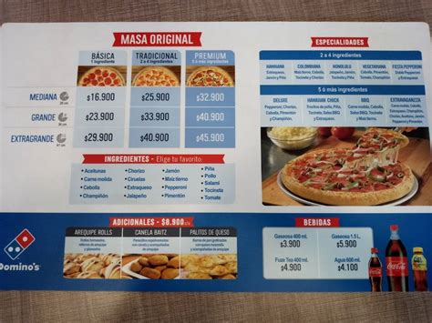 Carta Del Restaurante Domino S Pizza Cali Cl A