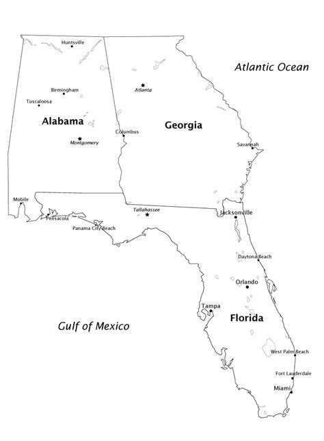Alabama Georgia And Florida Map Behance