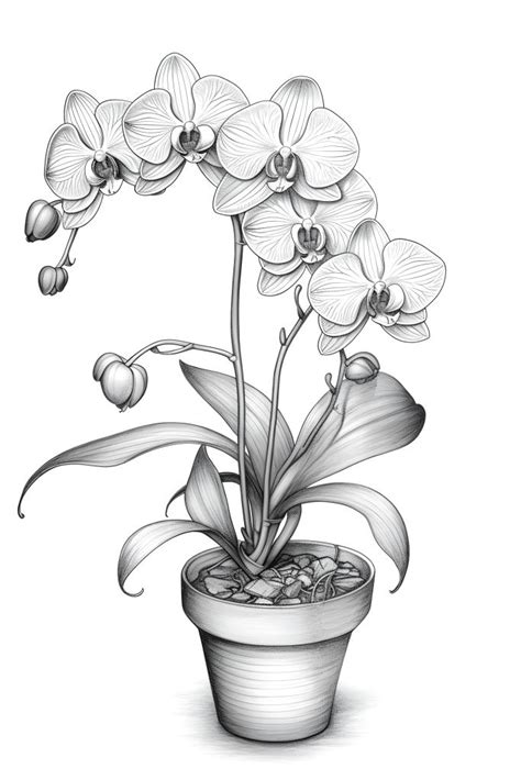 Orchid Flower Coloring Pages For Adults Flower Art Drawing Orchid