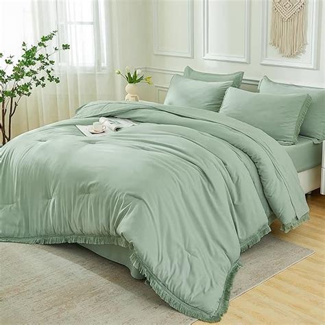 Amazon Andency Queen Comforter Set With Sheets Sage Green 7