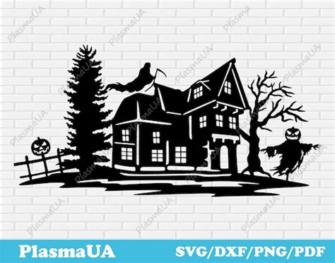 Halloween Scene Dxf Svg For Cricut Scary House Svg Fall Etsy