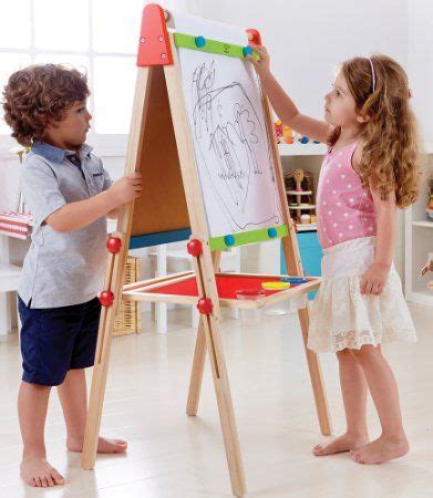 Hape E1010 All In One Easel Magnetic Whiteboard Chalkboard And Paper