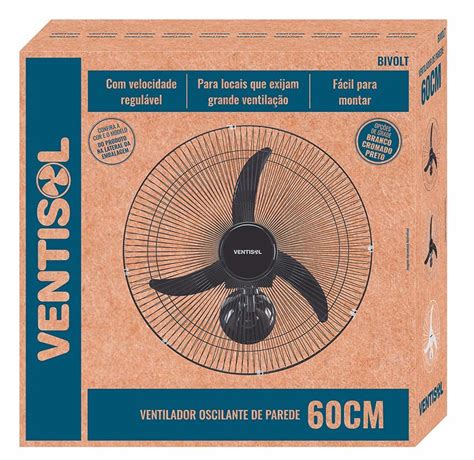 Ventilador Parede 60cm Aço Bivolt Ventisol 200w Cor Preto Mercado Livre