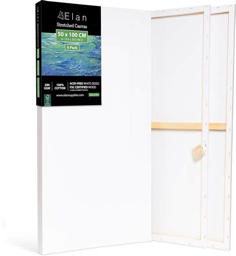 Elan Stretched Canvases 50x100 Cm 4 Pack Canvases For Painting