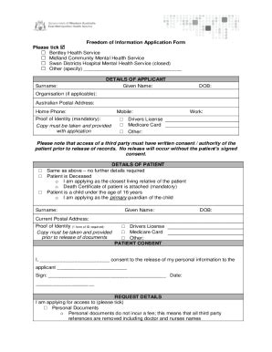 Fillable Online Freedom Of Information Application Form Please Tick