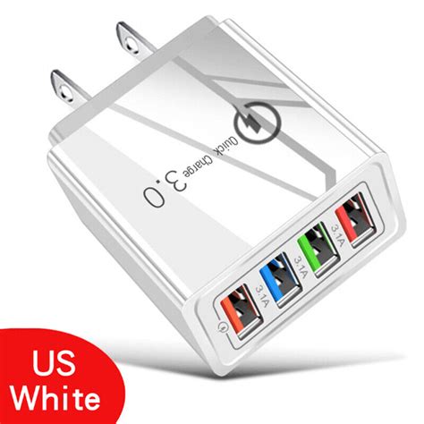 Black Us 4 Port Fast Quick Charge Qc 30 Usb Hub Wall Charger Power Adapter Plug Ebay