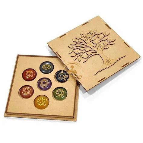 SEVAN CHAKRA REIKI SET ROUND SHAPED WITH TREE OF LIFE OHM BOX BY ARKAAN