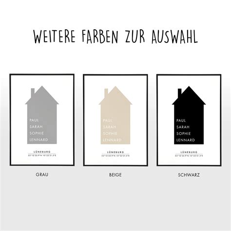 Personalisiertes Familienposter Mit Koordinaten Und Ort Haus Etsy De