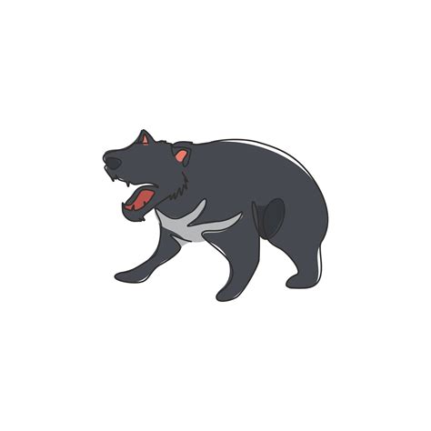 Single One Line Drawing Of Furious Tasmanian Devil For Organisation