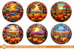 Fall Pumpkins Patch Stained Glass Graphic By SVGoriginalcreations