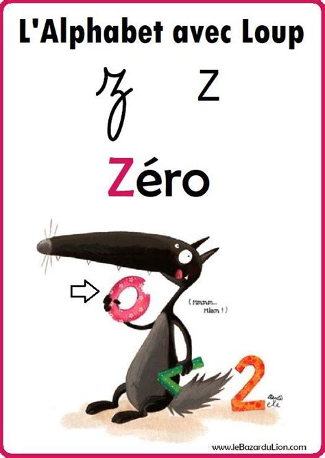 Alphabet avec le Loup Auzou Z Zéro Alphabet Loup Apprendre les