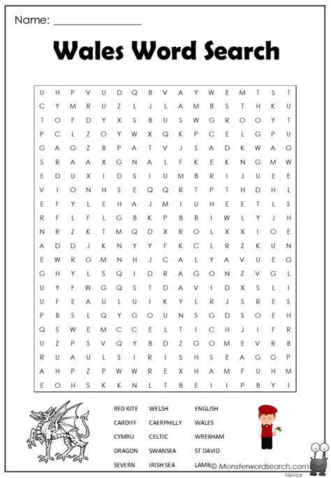 Wales Word Search Monster Word Search