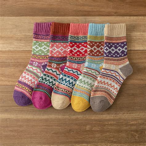 Chaussettes En Laine De Style Nordique R Tro Pour Femmes Paisses