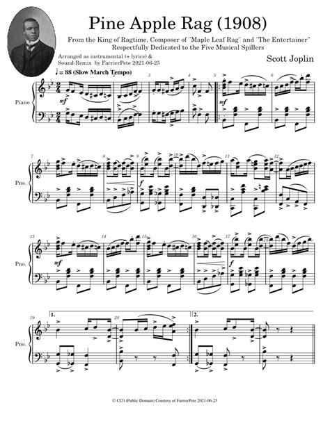 Scott Joplin Pineapplerag Sheet Music For Piano Solo