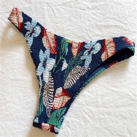 Hollister Swim Blue Floral Bikini Bottoms Tropical Depop