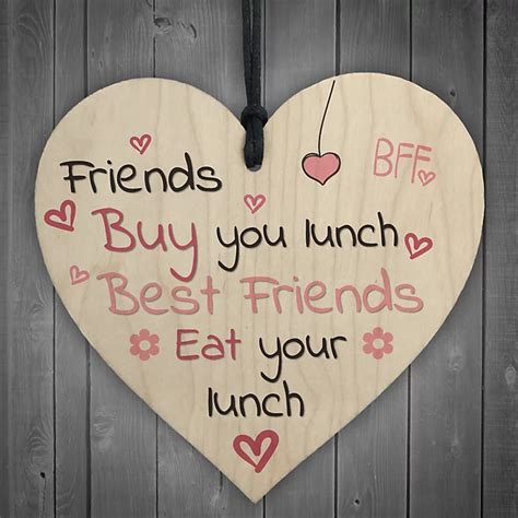 Red Ocean Best Friends Wooden Hanging Heart Friendship Sign Best Friend