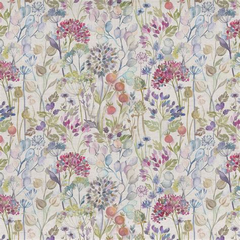 Hedgerow Natural Floral Printed Oil Cloth Fabric By The Metre Pink Fabric Voyage Maison