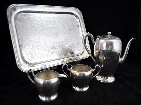 Antique Excelsior Electro Plate Silver On Copper Set Tea Service 4pc