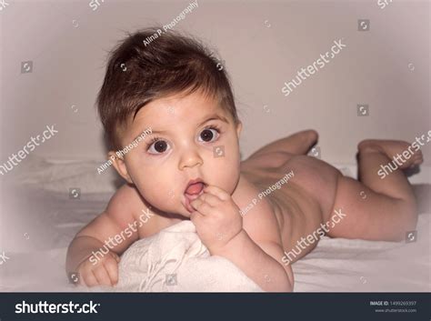 Nude Infant Baby Girl On White Stock Photo 1499269397 Shutterstock