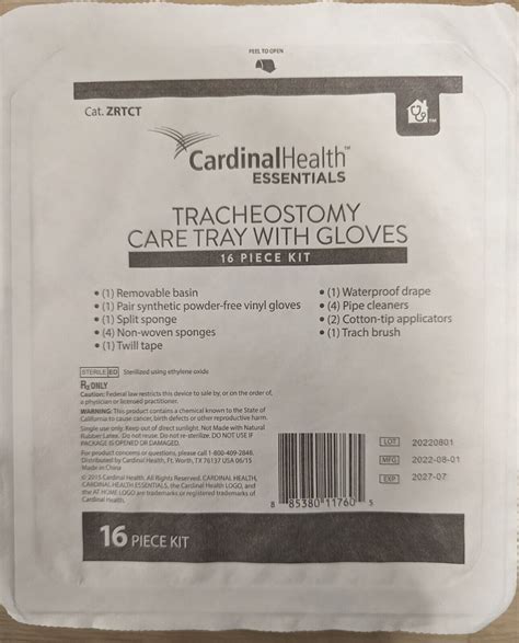 Cardinal Health Tracheostomy Care Tray With Gloves 16 Pc 20 Sets Exp