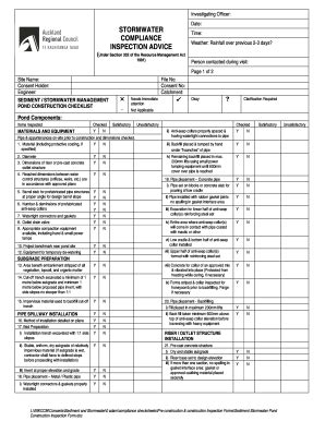 Fillable Online Sediment Stormwater Pond Inspection BFormbpdf Fax Email