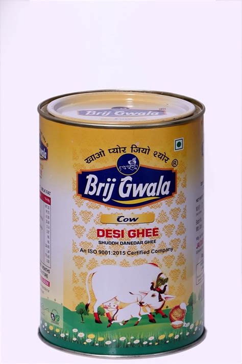 Brij Gwala Desi Cow Ghee Made Traditionally From Curd 1Ltr Tin Pack 1