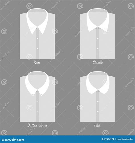 Shirt Collars Jacket Types Flat Line Icons Set Formal Clothing Vector