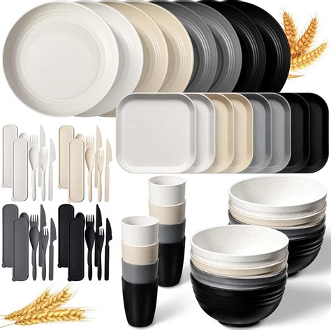 Amazon Didaey Wheat Straw Dinnerware Sets Unbreakable Plates And